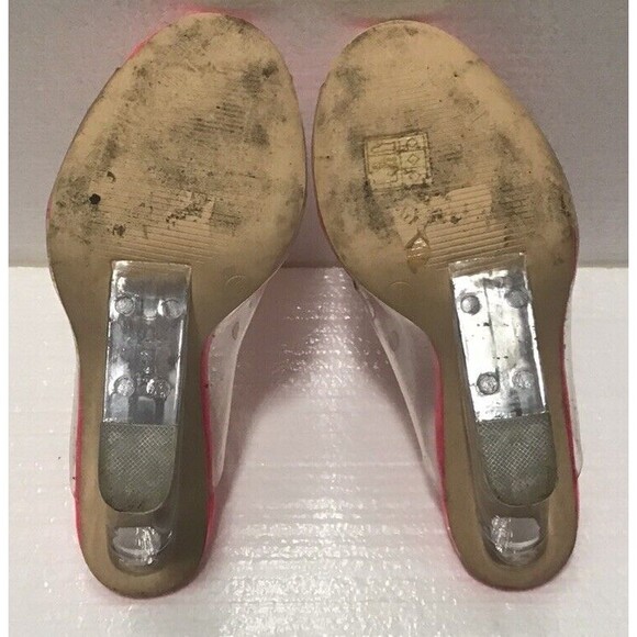 MACKIN J Transparent Open Toe Clear Pink Wedge Mule Sandals Size 8 - Picture 5 of 5